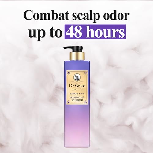 Dr. Groot Addict Shampoo (Blanche Musk, 23fl oz) - Professional Volumizing Shampoo | Thin, Damaged Hair & Odor Control, Amino Acid, Biotin, Silicone-Free | Korean Skincare