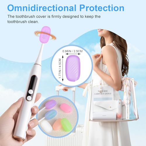 Xixter 12 Pack Silicone Toothbrush Covers for Travel, Tooth Brush Cover Cap for Electric & Manual Toothbrushes Head Covers, Toothbrushes Protector for Kids, Reusable Toothbrush Caps
