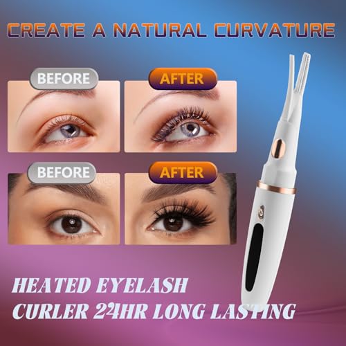Heated Eyelash Curlers - 2 in 1 Clip- Type Electric lash Curler Best Seller 5S Heating Eyelash Curler LED Display 3 Temp Settings for Makeup Tools USB Rechargeable Natural Curling-Black