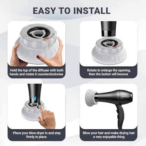 Universal Hair Diffuser: Hair Dryer Diffuser Attachment for Curly & Wavy Hair, Fits 1.4-2.4 Inch Nozzles, Ideal for Long Thick Hair, Hair Styling Tool£¬White
