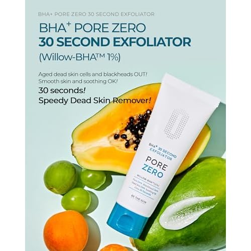 BE THE SKIN BHA+ Pore Zero 30 Second Exfoliator - Pore Erasing Face Peeling Gel with Salicylic Acid, Aloe Vera - Removes Dead Skin & Sebum - Glass Clear Skin, Korean Skincare, 3.38oz.