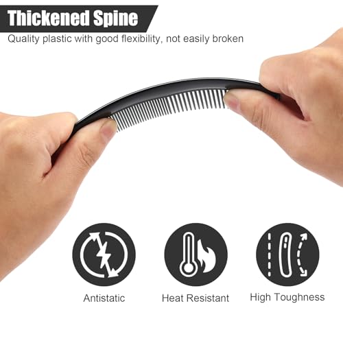 NICEMOVIC Combs Bulk for Men 150 Pack, Homeless Supplies Bulk, Beard Hair Wide Fine Tooth Mens Barber Pocket Small Mini Disposable Comb Set Individually Wrapped for Travel Hotel Home Shelter (Black)