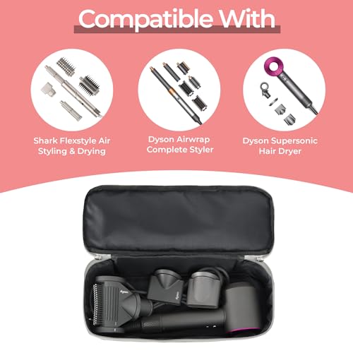Hair Tools Travel Bag Compatible With Shark Flex Style Attachment, Shark Airwrap Flexstyle, Dyson Airwrap | Travel Case For Sharkflex Styler | (Grey)