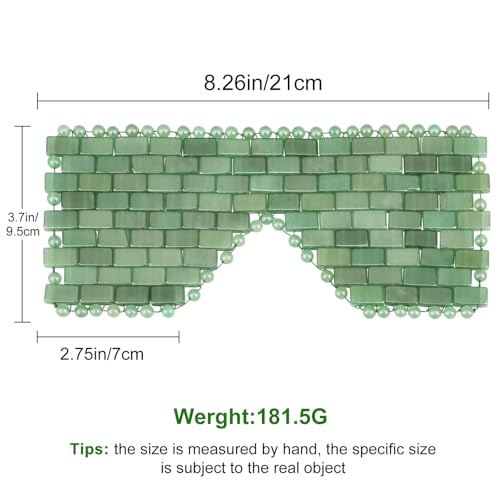 ideayard Jade Eye Mask Cooling Facial Mask 100% All Natural Adventurine Quartz Eliminate Wrinkles, Puffiness & Migraine Relief Mask
