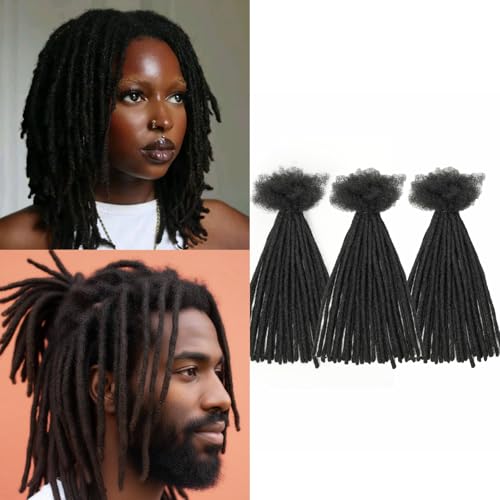 100% Human Hair Pencil Dreadlocks Extensions for Women/Men/Kids DIY on Clearance - 10inch Small Size 0.4cm Thin Locs - Natural Black - 3 Packs (90 Strands)