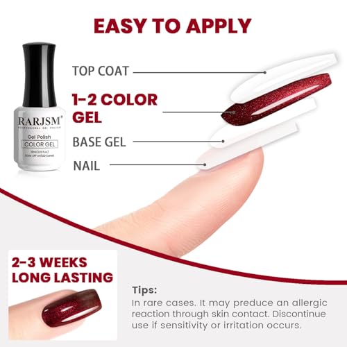RARJSM Chameleon Gel Nail Polish Black to Red Multichrome Chameleon Color Changing Glitter Chrome GelPolish Curing Requires Sparkle Shimmer Nail Gel Varnish Soak Off DIY at Home Salon 15ml