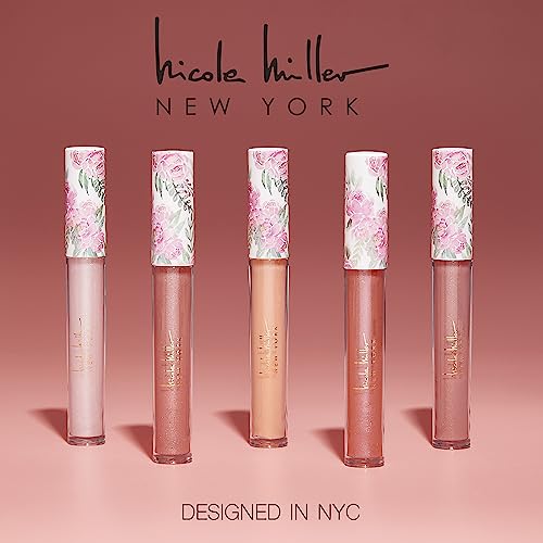 Nicole Miller Lip Gloss Collection Shimmery Glosses for Women and Girls Long Lasting Color Set with Rich Varied Colors, Flowery Pink, 10 Count (Pack of 1)