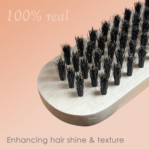 Double Sided Bristle Hair Brush, Clamp Hair Brush Use for Smoothing and Straight Hair Styles, Wooden Hair Straightening Brush