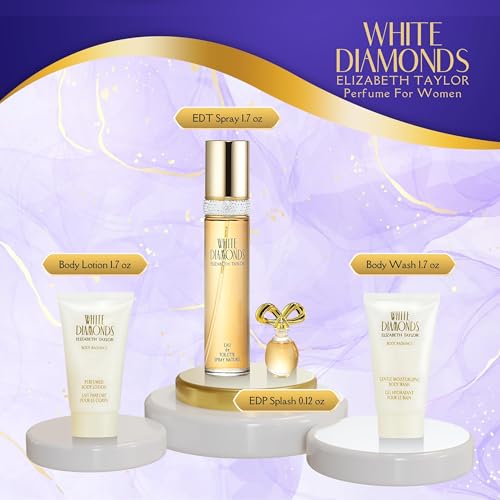 Elizabeth Taylor White Diamonds Perfume for Women Gift Set - 4 PC 1.7 Fl. oz
