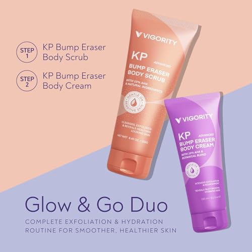 KP Bump Eraser Body Scrub & Keratosis Pilaris Lotion Bundle Set ? Strawberry Legs Treatment for Women - Exfoliates & Deeply Hydrates for Smoother Healthy-Looking Skin