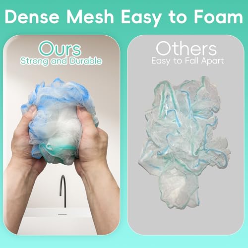Loofah 4 Pack 75g Extra Large Loofa Set Soft Bath Sponge Thick Body Wash Puffs for Shower