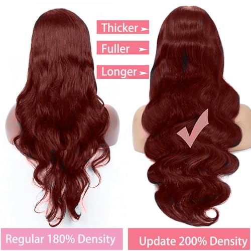 220 Density Reddish Brown Lace Front Wigs Human Hair 13x6 Body Wave Lace Front Wigs Pre Plucked with Baby Hair for Women 100% Human Hair Auburn Colored HD Lace Frontal Wigs 22 Inch