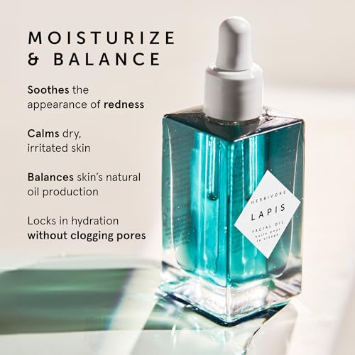 HERBIVORE Lapis Balancing Facial Oil with Blue Tansy + Squalane, Safe for Acne-Prone Skin | Helps Soothe Redness + Balance Oil Production, Lightweight, Non-Comedogenic, Plant-Based