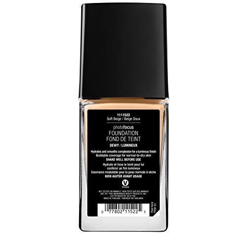 wet n wild Photo Focus Dewy Liquid Foundation Makeup, Soft Beige (Packaging May vary)