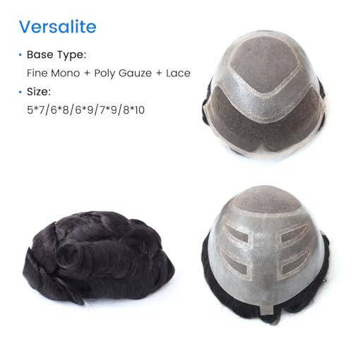 Toupee for Men Lace+PU Base Real European Human Hair Pieces for Mens Hair Prosthesis Patch Units Hair Replacement System for Men (8x10)