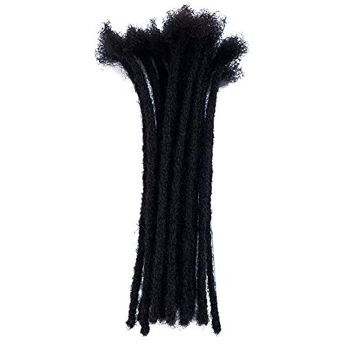 YONNA Human Hair Microlocks Sisterlocks Dreadlocks Extensions 20Locs Full Handmade (Width 0.4cm) 20inch Natural Black #1B