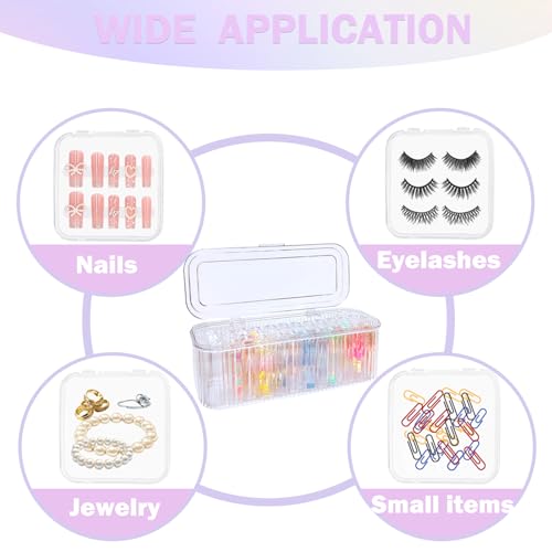 Press On Nail Organizer Box Kit,15 PCS Clear Press On Nail Storage Boxes and 1 Large Container Box,60pcs Adhesive Tape, Fake Nail Organizer Display Case Press On Nail Packaging for Home Nail Salon Use