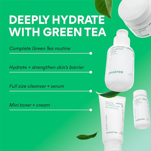innisfree Green Tea Seed Hydrating Serum with Hyaluronic Acid & Niacinamide, Korean Face Serum for Glow