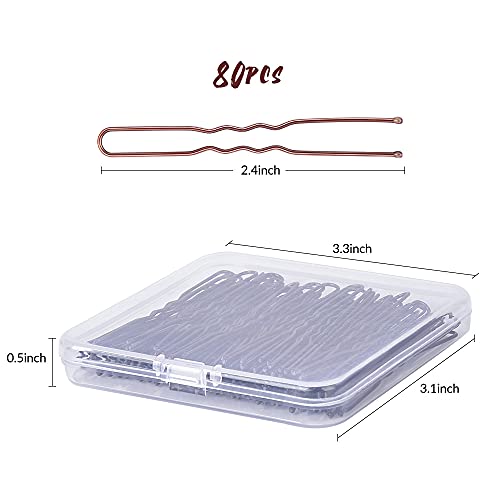 U Shaped Hair Pins, IKOCO 2.4inch Hair Pins for Women with Storage Box, Brown