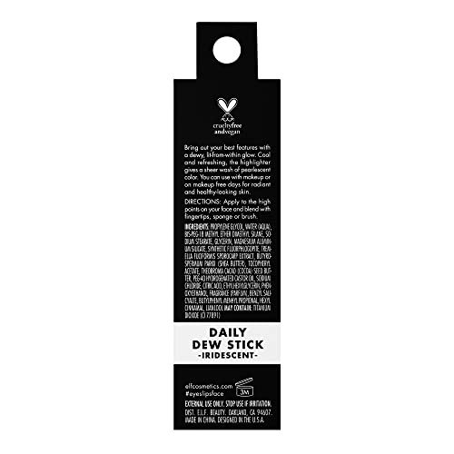 e.l.f. Daily Dew Stick, Cooling Highlighter Stick For Dewy Skin, Gives Your Complexion A Radiant Glow, Vegan & Cruelty-Free, Iridescent