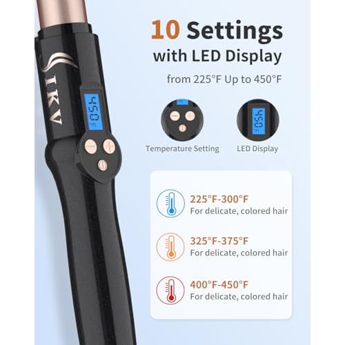 1 Inch Curling Wand Long Barrel, Dual Voltage Hair Curling Iron Wand Ceramic for Long Hair,10 Adjustable Temp