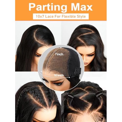 Domiso Pre Max 10x7 Kinky Straight Glueless Wigs Human Hair Lace Pre Cut Knots Bleached Wear and Go Glueless Wigs for Women 22 Inch