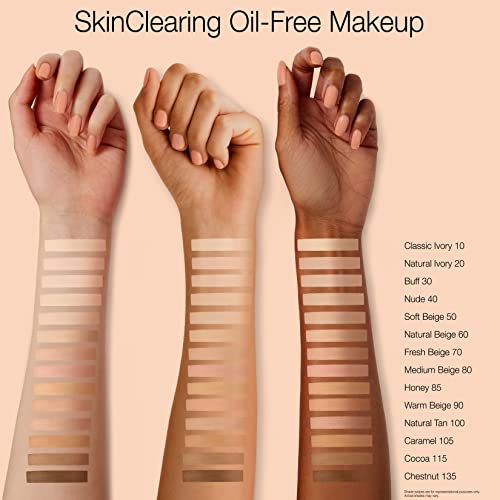 Neutrogena SkinClearing Oil-Free Acne and Blemish Fighting Liquid Foundation with.5% Salicylic Acid Acne Medicine, Shine Controlling Makeup for Acne Prone Skin, 40 Nude, 1 fl. oz