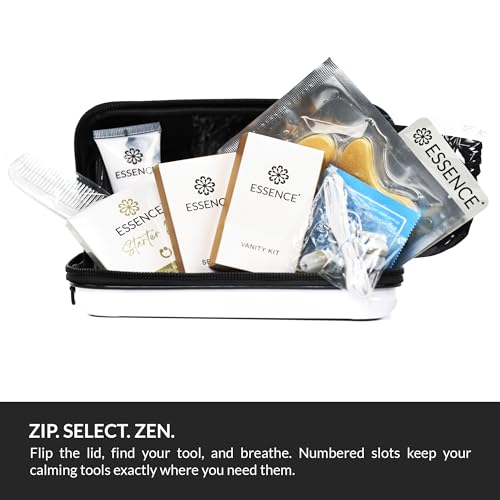 Essence Travel Amenity Kit - Compact Wellness Organizer with 5 Nasal Diffusers + 9 Traveler Comfort Essentials for Flights, Hotels & Adventures - Wearable Aromatherapy Self-Care On the Go