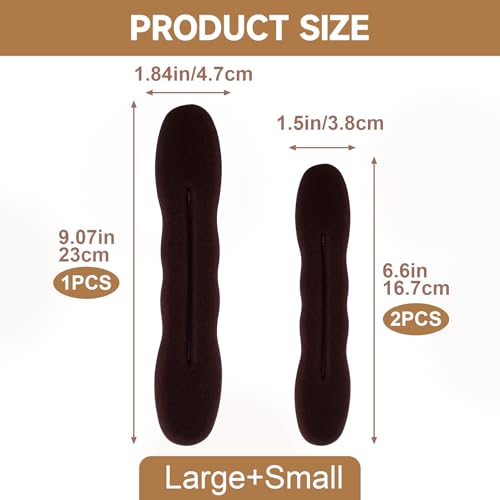 3 Pcs Hair Bun Maker, Bun Makers for Women's Hair, Lazy Bun Holders for Women's Hair, Thin Wavy Long Curly Straight Hair (Brown)
