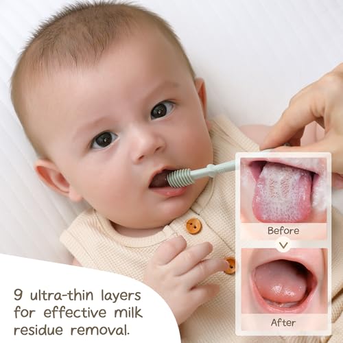 Moonkie Baby Tongue Cleaner, Toddler Toothbrush, Baby Oral Cleaner Newborn Kit for 3 Months+, 2 Pcs (Blush/Pale Mauve)