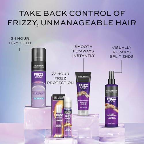 John Frieda Frizz Ease Moisture Barrier Hairspray, Firm Hold Hairspray, Seals Out Moisture, Blocks Frizz, Protects Against Heat, and Keeps Hair Straight with Long-Lasting Hold, 12 Oz