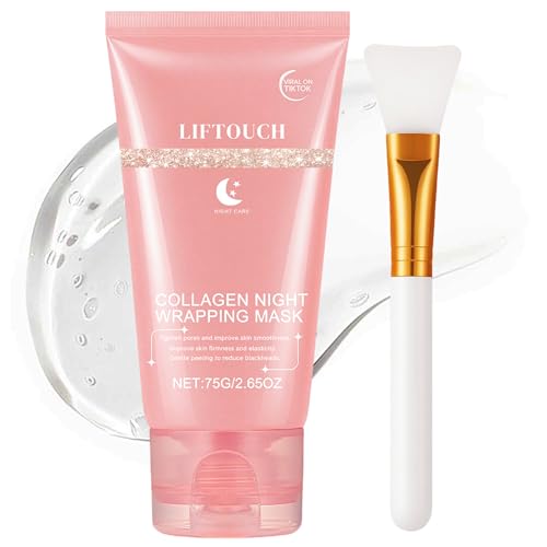 Korean Collagen Night Wrapping Mask - Overnight Peel Off Facial Mask for Face - Hydrating Sleeping Mask Skincare - Anti-Aging Glass Skin Elasticity Treatment - Women
