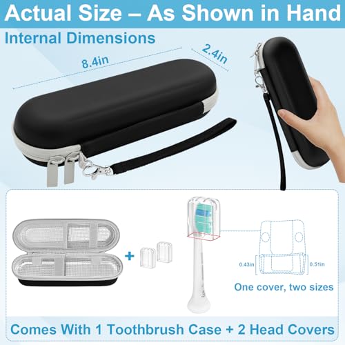 Electric Toothbrush Travel Case for Philips Sonicare 4100 6100 5100 6500 Series Electric Toothbrush, Hard EVA Toothbrush Protective Holder, Water-Resistant£¨Includes 2 Brush Head Covers£©