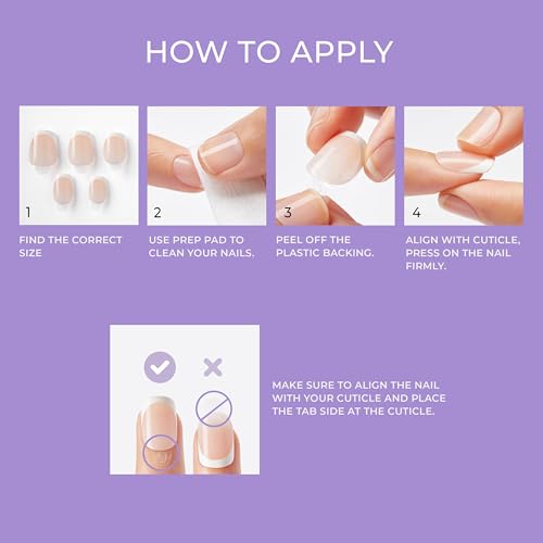 KISS imPRESS No Glue Mani Press On Nails, French, 'Glimpse', White, Medium Size, Coffin Shape, Includes 30 Nails, Prep Pad, Instructions Sheet, 1 Manicure Stick, 1 Mini File