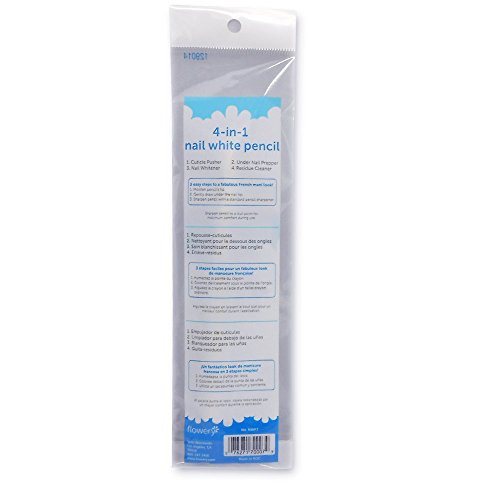 Flowery 4-in-1 White Nail Pencil ? Under Nail Whitener, Cuticle Pusher for Natural French Manicure Look