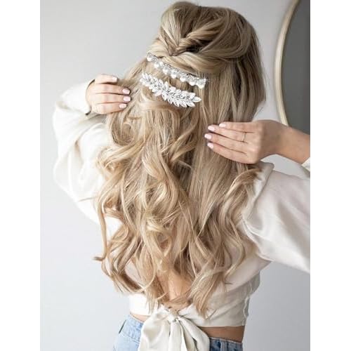 4pcs Rhinestone Pearl Wedding Hair Clips Silver New Bride Bridesmaid Spring Clips French Hairpins Elegant Floral Stylish Accessories Gift for Women Girls