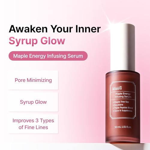 DearKlairs Maple Energy Infusing Serum 30 ml, Anti Aging, Skin Barrier, Pore Minimizing, Peptide, Squalane, hydrating and moisturizing serum, Korean skin care, Dry Skin