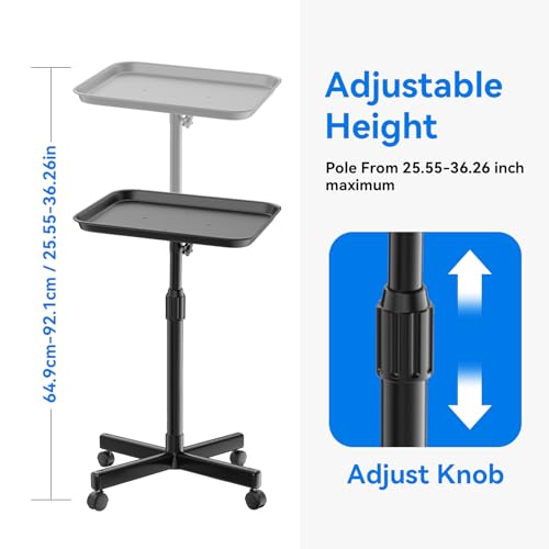 Salon Tray on Wheels,Premium Aluminum Tattoo Tray Rolling Tray with Adjustable Height,Salon Trolley Hairdresser Cart Suitable for Clinic,SPA,Dental