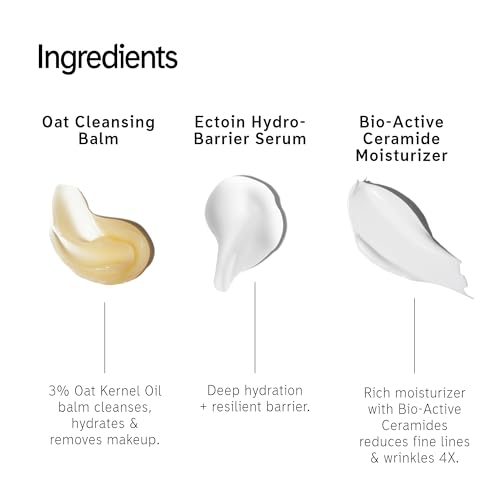 The INKEY List You Need to Build Barriers Skincare Gift Set, Oat Cleansing Balm + Ectoin Hydro-Barrier Serum + Bio-Active Ceramide Moisturiser, Strengthen Skin, Helps Dry Skin, Washbag Included