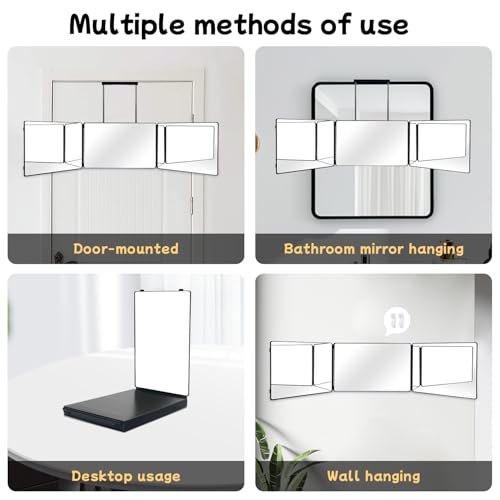 360 Self Hair Cutting Mirror ? Premium HD Glass, Matte Anti-Fingerprint Finish, Anti-Fog, Adjustable & Portable Barber Mirror for Home & Travel