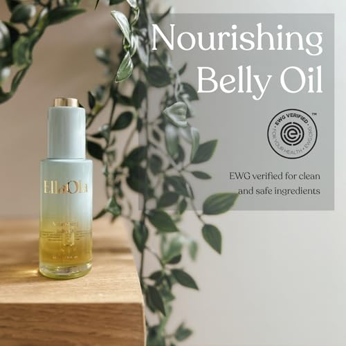 EllaOla Belly Oil for Pregnancy Stretch Marks & Maternity Scars - Quick dry Formula with Squalene and Vitamin C Hydrates Face & Body, Pregnancy + Postpartum Skincare, Fragrance Free | 1.7 fl. oz.