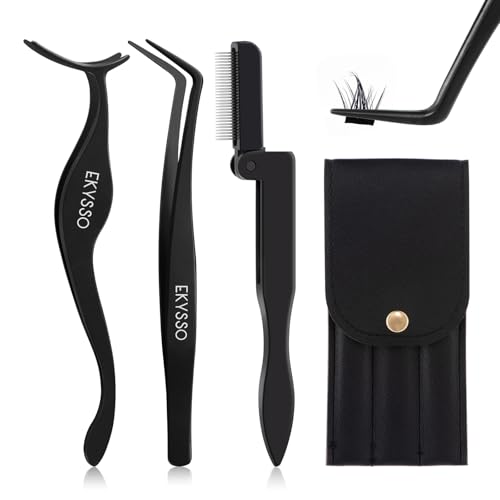 Lash Applicator Tools Set, 3-IN-1 Lash Cluster Tweezers for DIY Individual Eyelash Clusters Tools with Case, Comfort Grip for Precise DIY Eyelash Extension