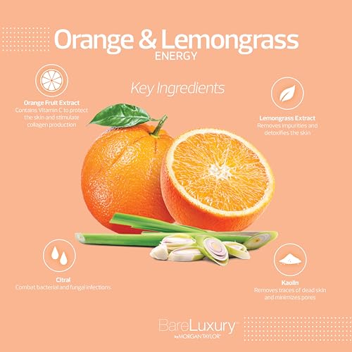 Morgan Taylor BareLuxury 4-Step Complete Pedicure & Manicure Packs - Complete Nail Care Kit with Soak, Masque, Scrub & Massage Butter, Professional Spa-Quality Treatments (Energy Orange & Lemongrass)