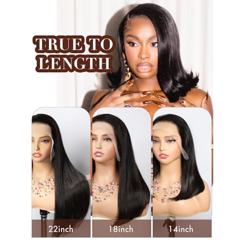 BELE 13x4 Straight Lace Front Wigs Human Hair 210% Density Straight Human Hair Wigs Double Drawn Hair Wigs for Balck Women Bleached Knots Pre Pluckedwith Baby Hair 20 Inch