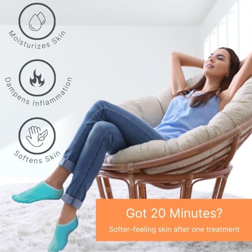 NatraCure 5-Toe Gel Lined Foot Moisturizing Socks ? Aloe & Shea Infused Fuzzy Hydrating Socks for Women & Men - Soft Feet Moisturizer Spa & Pedicure Socks for Dry Cracked Heels, Calluses - Medium