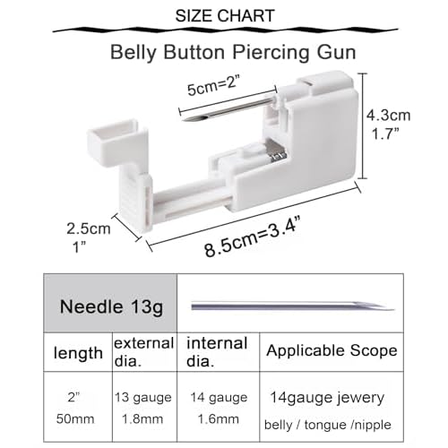 QWALIT Belly Button Piercing Kit Belly Piercing Kits Gold Belly Button Piercing Gun Self Belly Piercing Gun with Surgical Steel Heart Belly Rings at Home