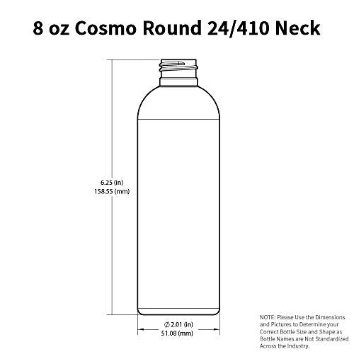 25 PCS Empty White HDPE Bottle 8 oz - Cosmo Round Plastic Bottles - 24/410 Neck White Disc Cap - 24 mm Foil Pressure Seal for Freshness and Leak Prevention - Phthalate Free Approved for Safe Cosmetics