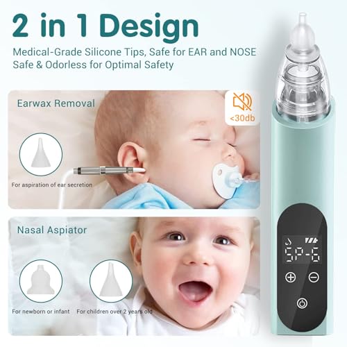 Ear Wax Vacuum Removal Tool, 6 Gear Strong Suction Electric Ear Cleaner Ear Vacuum Wax Remover, USB Charge Ear Wax Suction Removal Kit, Reusable Ear Suction Vacuum Device for Adults and Kids (Blue)