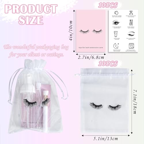50PCS Lash Shampoo Bottles Brushes Set, Empty Lash Shampoo Bottle, Lash Cleaning Brush, Eyelash Extension Tube Brush, Instructions Cards, Aftercare Bags for Lash Business Clients (50pcs in white)