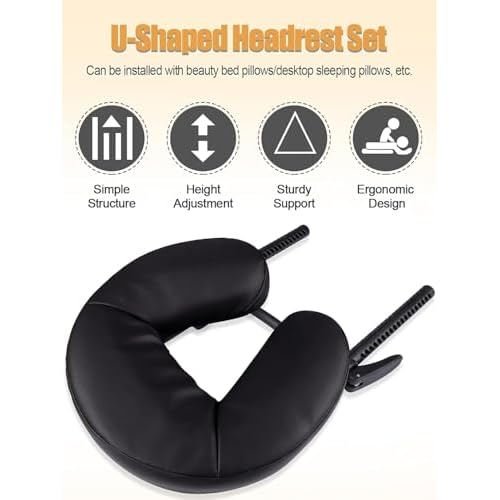 Kalolary Universal Face Cradle & Cushion for Massage Table, Adjustable Massage Headrest & Face Pillow Face Holder for Bed, Mattress Top Massage Kit Head Face Rest for Salon Home